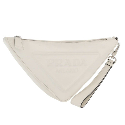 PRADA 手拿包 皮革 銀白色 正品 159445V