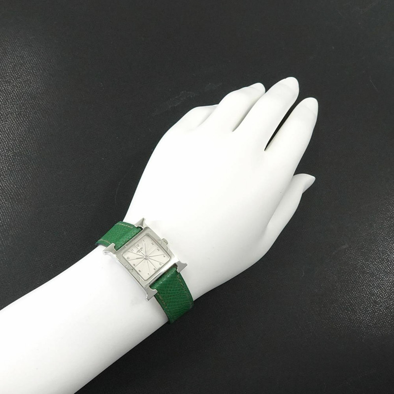 愛馬仕 H Watch HH1 210 女士銀綠色石英錶-2