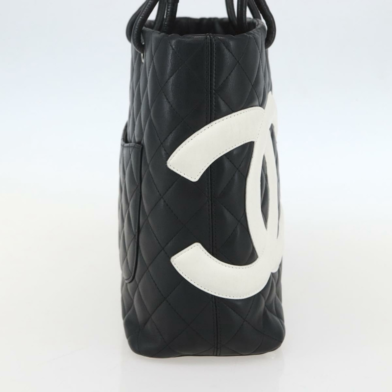 【日本直送】香奈兒 Cambon Line Matelasse 中號手提包皮革黑色 CC 正品 159319SAM-2