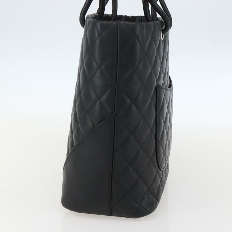 【日本直送】香奈兒 Cambon Line Matelasse 中號手提包皮革黑色 CC 正品 159319SAM-3