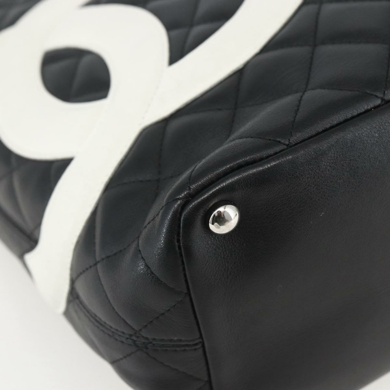 【日本直送】香奈兒 Cambon Line Matelasse 中號手提包皮革黑色 CC 正品 159319SAM-14