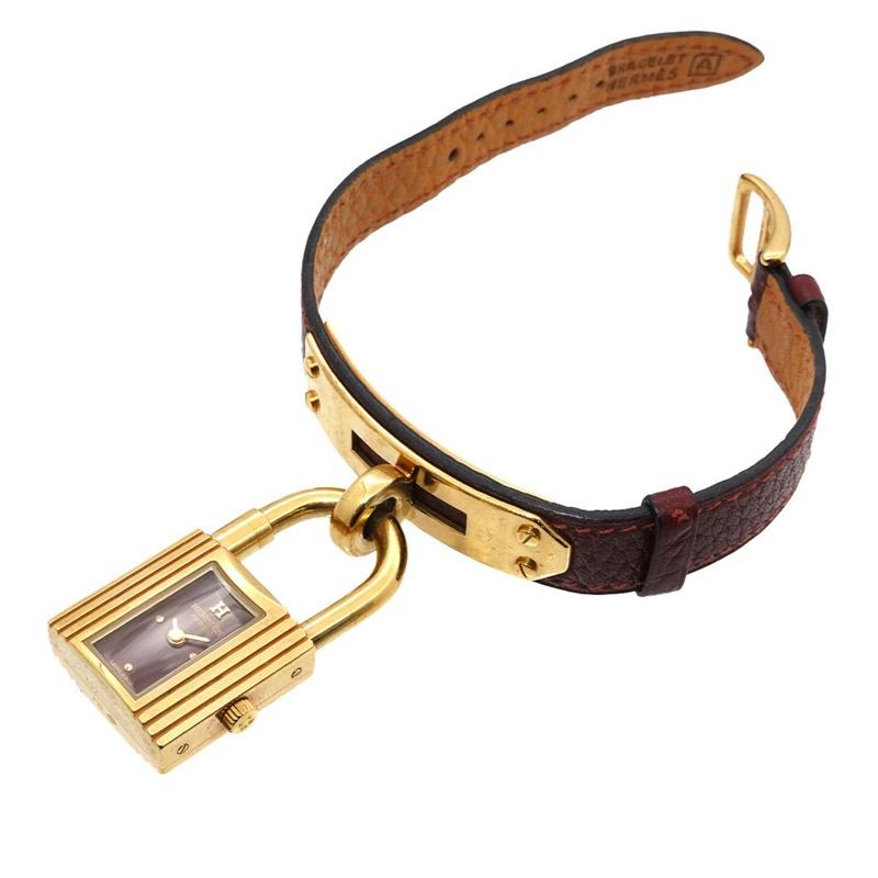 愛馬仕 Kelly 女士腕錶，波爾多紅石英錶，附 Cadena 錶鍊-4