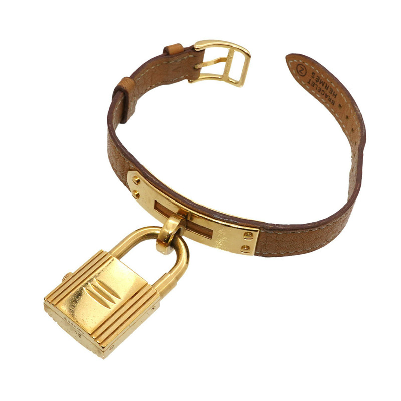 愛馬仕 Kelly 女士腕錶，金色棕色石英錶殼，帶 Cadena 錶帶-5