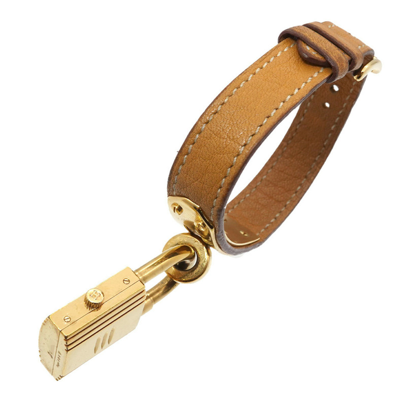 愛馬仕 Kelly 女士腕錶，金色棕色石英錶殼，帶 Cadena 錶帶-6