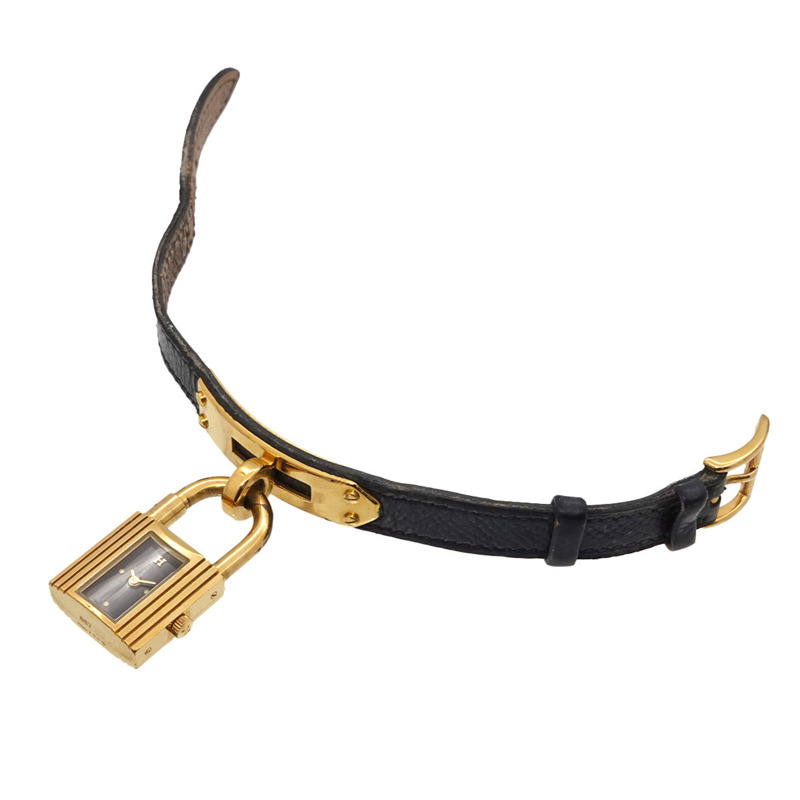 愛馬仕 Kelly 女士腕錶，黑色石英錶盤，附 Cadena 錶帶-4