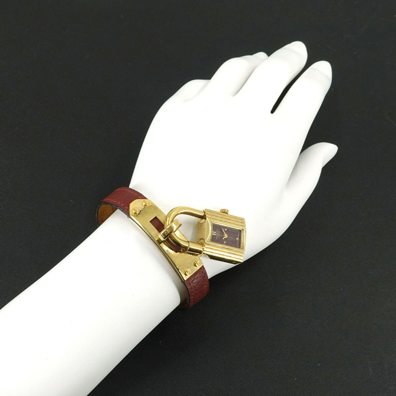 愛馬仕 Kelly 女士腕錶，波爾多紅石英錶，附 Cadena 錶鍊-2