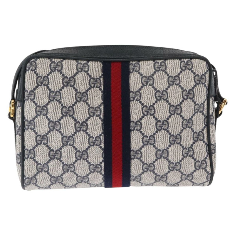 【日本直送】GUCCI GG Supreme Sherry Line 單肩包 PVC 海軍藍/紅色 89 02 004 Auth am10314-1