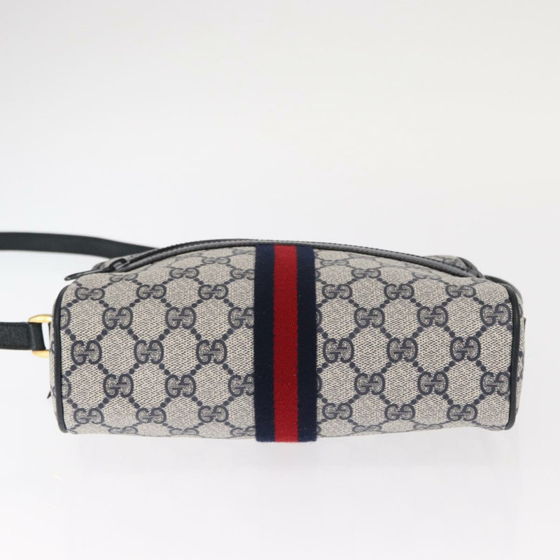 【日本直送】GUCCI GG Supreme Sherry Line 單肩包 PVC 海軍藍/紅色 89 02 004 Auth am10314-4