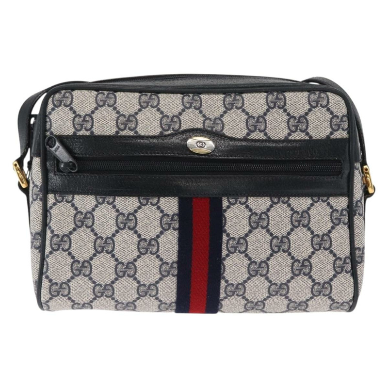 【日本直送】GUCCI GG Supreme Sherry Line 單肩包 PVC 海軍藍/紅色 89 02 004 Auth am10314-12