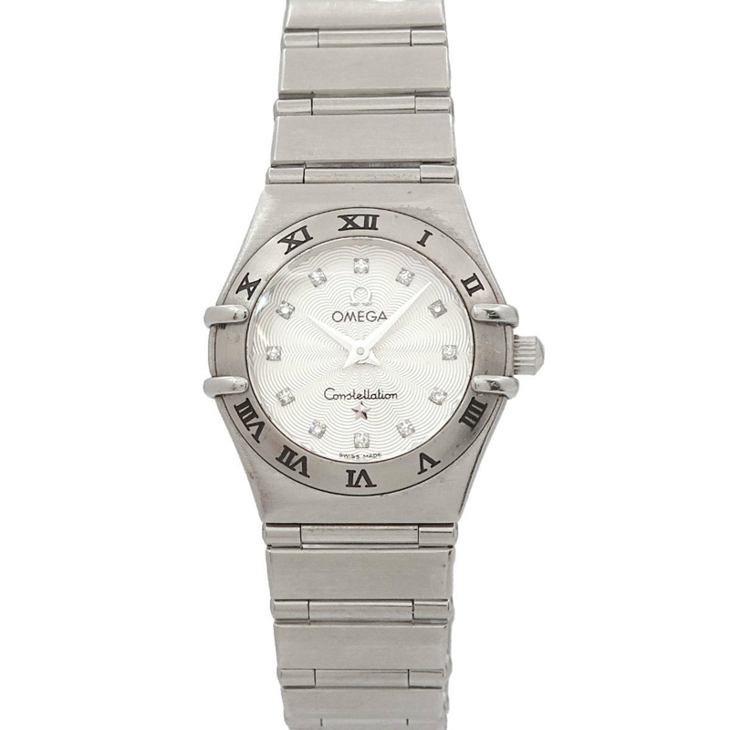歐米茄星座系列迷你腕錶 1562 36 12P 鑲鑽女錶 銀色石英錶-0