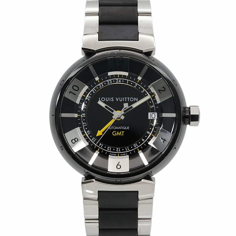路易威登 Tambour 黑色 GMT Q113K 男士自動腕錶，附日期顯示-0