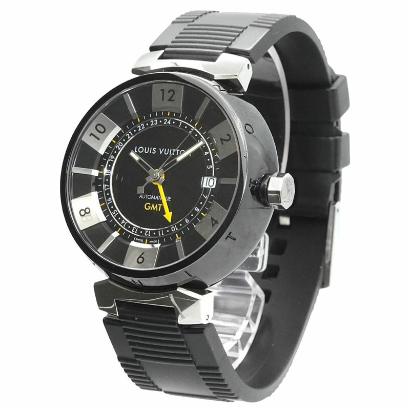 路易威登 Tambour 黑色 GMT Q113K 男士自動機械腕錶，附日期顯示-1