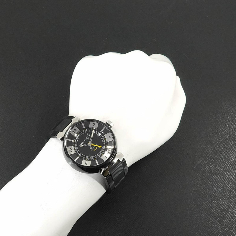 路易威登 Tambour 黑色 GMT Q113K 男士自動機械腕錶，附日期顯示-2