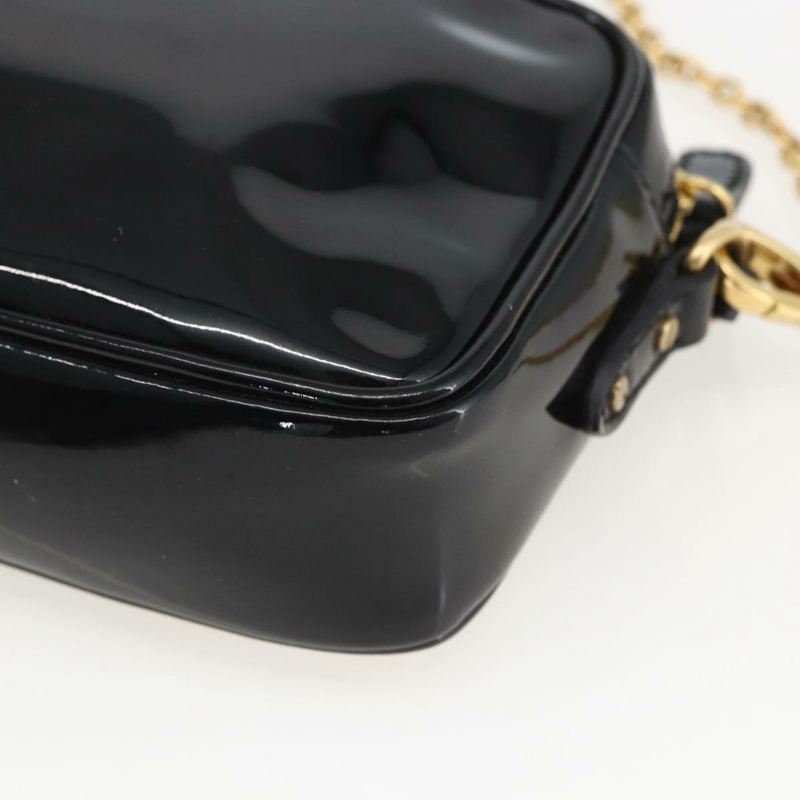 【日本直送】Miu Miu 琺瑯鏈條單肩包 2way 黑色金色 Auth 159323V-17