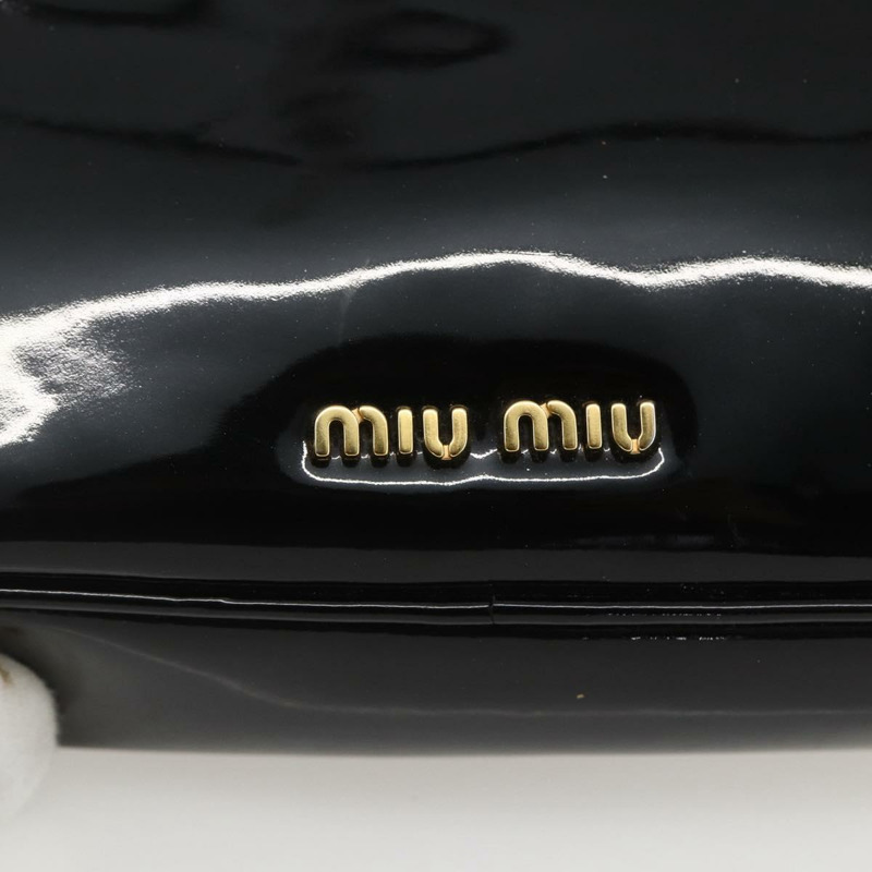 【日本直送】Miu Miu 琺瑯鏈條單肩包 2way 黑色金色 Auth 159323V-19