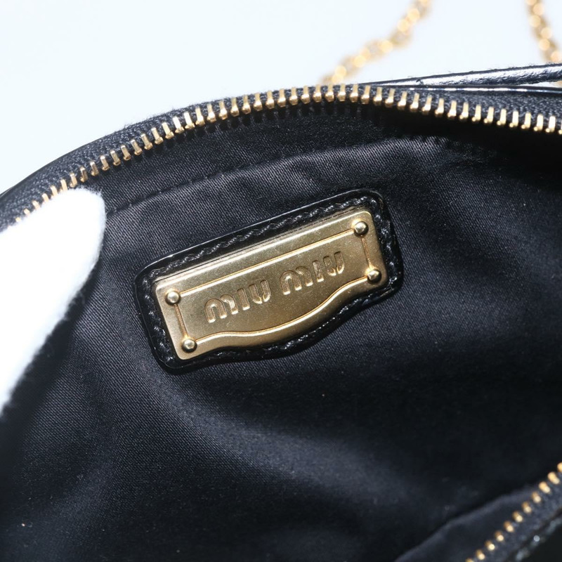 【日本直送】Miu Miu 琺瑯鏈條單肩包 2way 黑色金色 Auth 159323V-20