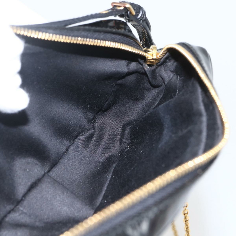 【日本直送】Miu Miu 琺瑯鏈條單肩包 2way 黑色金色 Auth 159323V-21