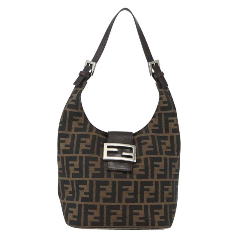 【日本直送】FENDI Zucca帆布手提包 黑色 棕色 銀色 正品 am10298-12