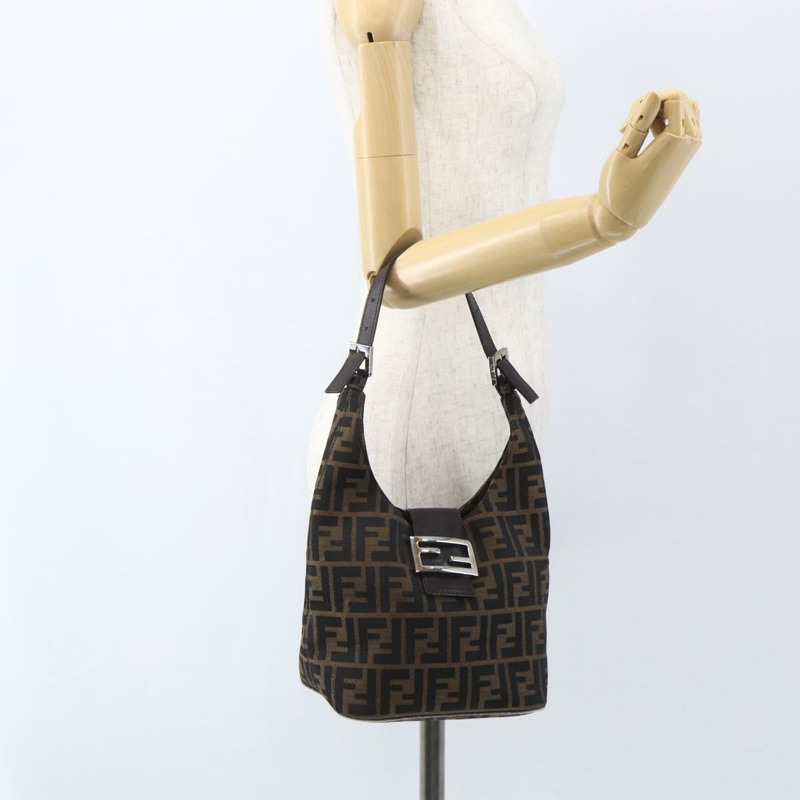 【日本直送】FENDI Zucca帆布手提包 黑色 棕色 銀色 正品 am10298-21