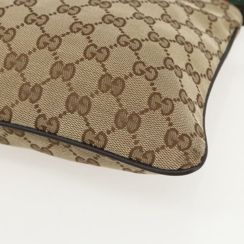 【日本直送】GUCCI GG帆布織帶雪莉線單肩包 米色 銀色 146309 正品 am10337A-8