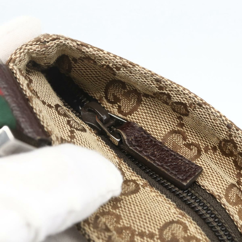 【日本直送】GUCCI GG帆布織帶雪莉線單肩包 米色 銀色 146309 正品 am10337A-9