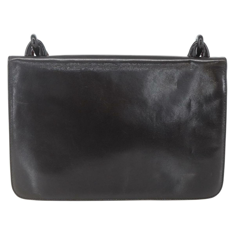 【日本直送】PRADA 鏈條單肩包 皮革塑膠 深棕色 正品 am10365V-1