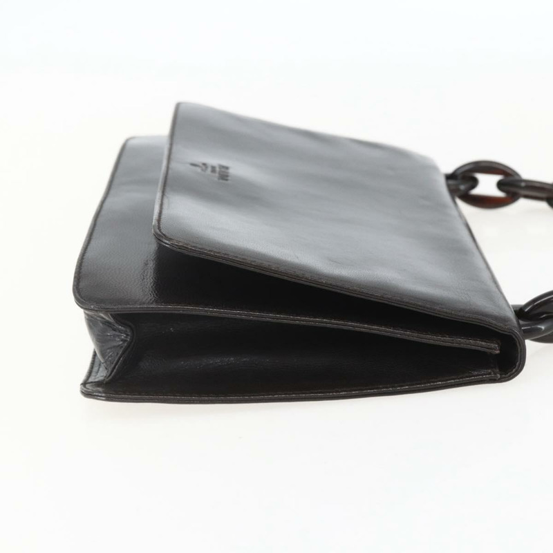 【日本直送】PRADA 鏈條單肩包 皮革塑膠 深棕色 正品 am10365V-3