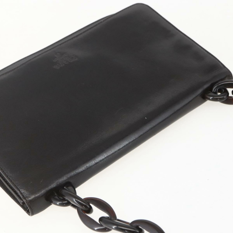 【日本直送】PRADA 鏈條單肩包 皮革塑膠 深棕色 正品 am10365V-5