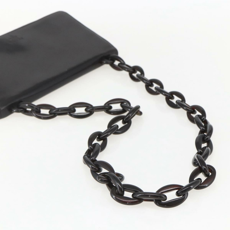 【日本直送】PRADA 鏈條單肩包 皮革塑膠 深棕色 正品 am10365V-6