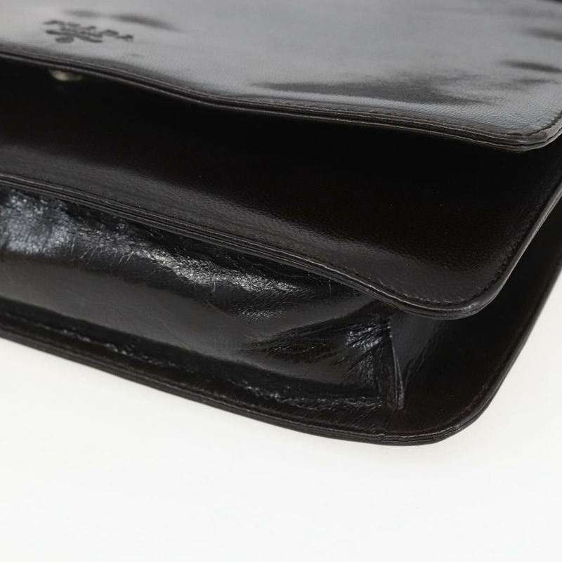【日本直送】PRADA 鏈條單肩包 皮革塑膠 深棕色 正品 am10365V-8