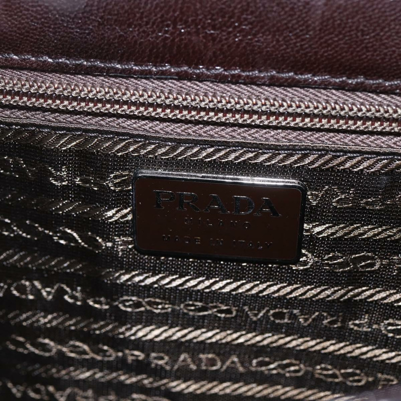 【日本直送】PRADA 鏈條單肩包 皮革塑膠 深棕色 正品 am10365V-9