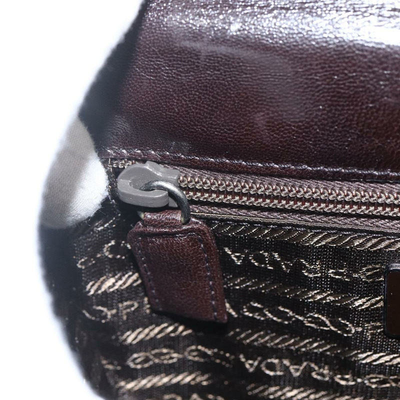 【日本直送】PRADA 鏈條單肩包 皮革塑膠 深棕色 正品 am10365V-17