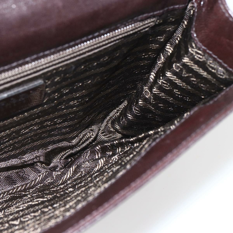 【日本直送】PRADA 鏈條單肩包 皮革塑膠 深棕色 正品 am10365V-18