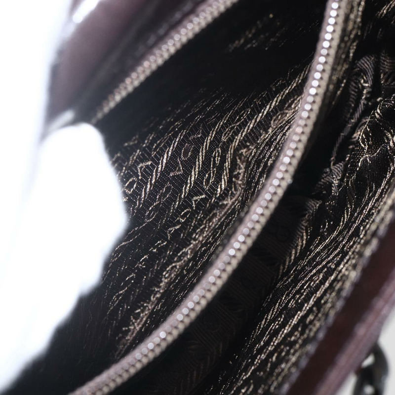 【日本直送】PRADA 鏈條單肩包 皮革塑膠 深棕色 正品 am10365V-20