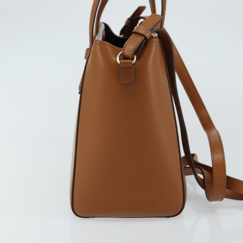 【日本直送】Salvatore Ferragamo 小馬手提包 皮革 2way 棕色金色 Auth am10260V-3