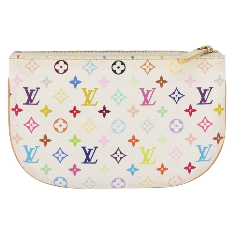 【日本直送】路易威登 Monogram Multicolor Pochette MM 手拿包 白色 M60028 LV Auth 161170-1