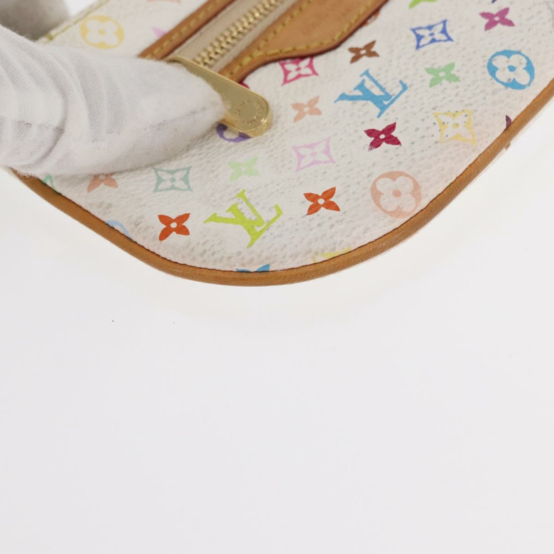 【日本直送】路易威登 Monogram Multicolor Pochette MM 手拿包 白色 M60028 LV Auth 161170-6