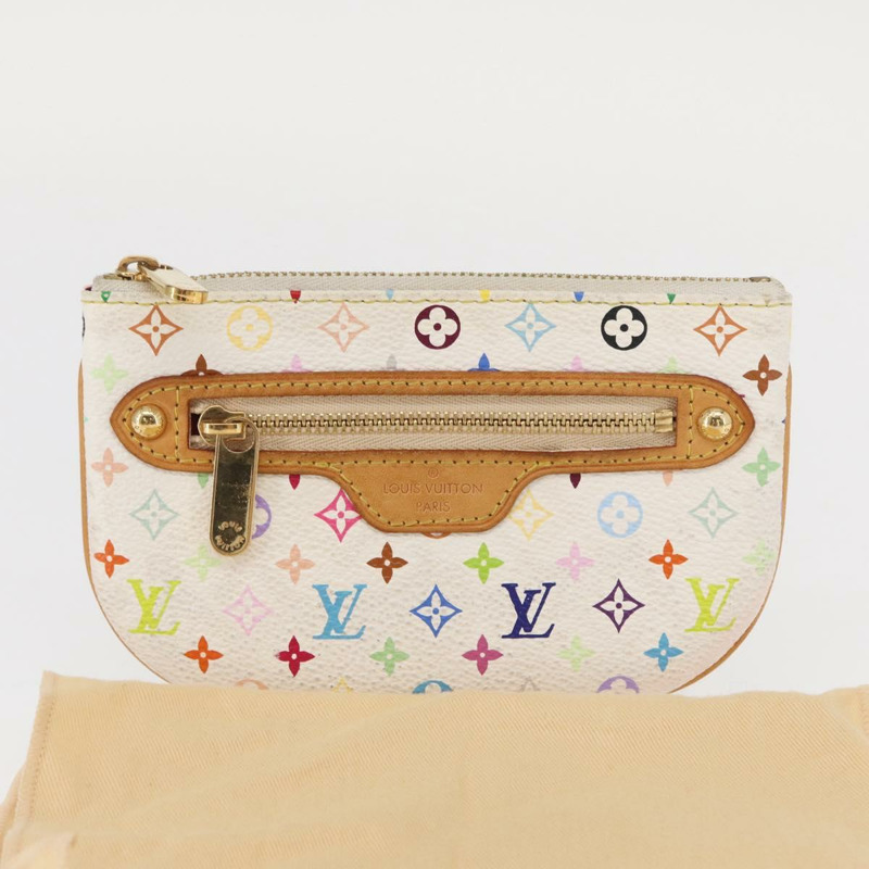 【日本直送】路易威登 Monogram Multicolor Pochette MM 手拿包 白色 M60028 LV Auth 161170-11