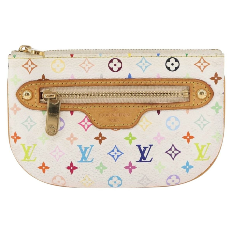 【日本直送】路易威登 Monogram Multicolor Pochette MM 手拿包 白色 M60028 LV Auth 161170-12