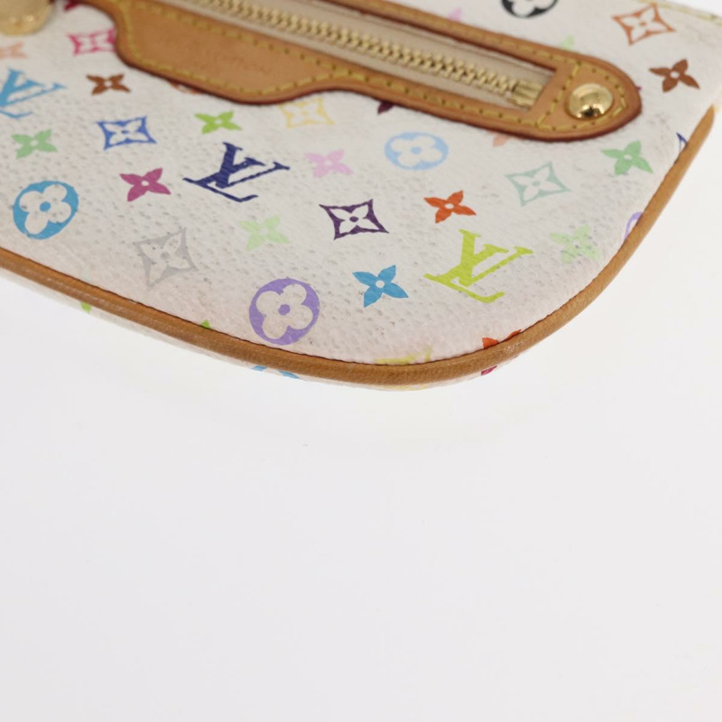 【日本直送】路易威登 Monogram Multicolor Pochette MM 手拿包 白色 M60028 LV Auth 161170-13