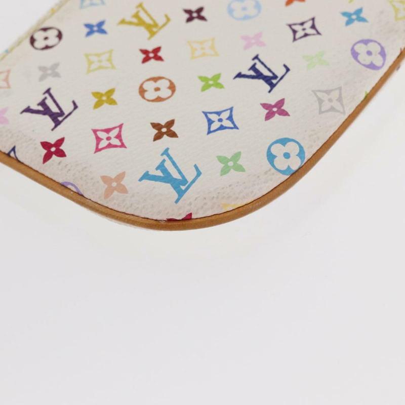 【日本直送】路易威登 Monogram Multicolor Pochette MM 手拿包 白色 M60028 LV Auth 161170-14