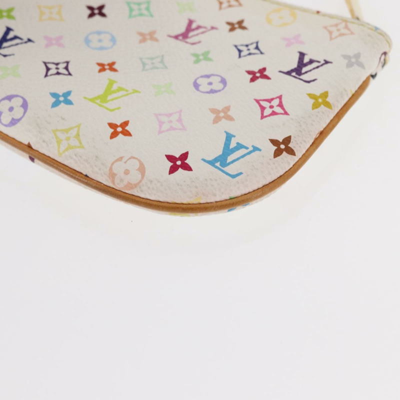 【日本直送】路易威登 Monogram Multicolor Pochette MM 手拿包 白色 M60028 LV Auth 161170-15