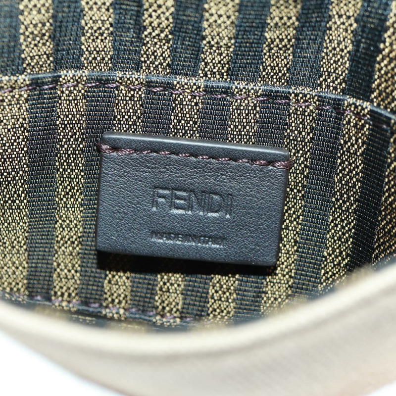 【日本直送】FENDI Zucca帆布Nano水桶包吊飾手拿包 米色 金 正品 161204-18