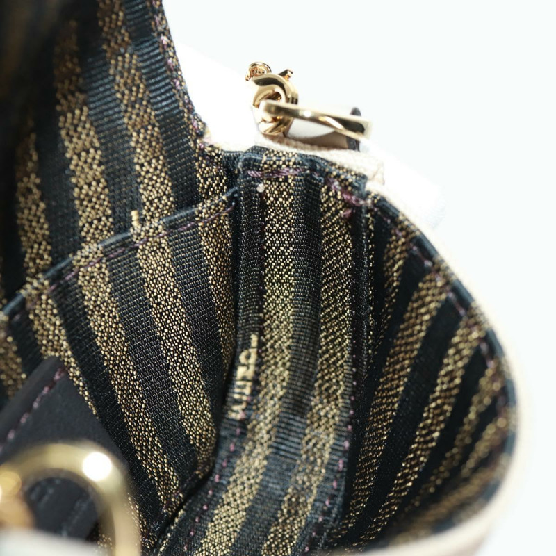 【日本直送】FENDI Zucca帆布Nano水桶包吊飾手拿包 米色 金 正品 161204-19