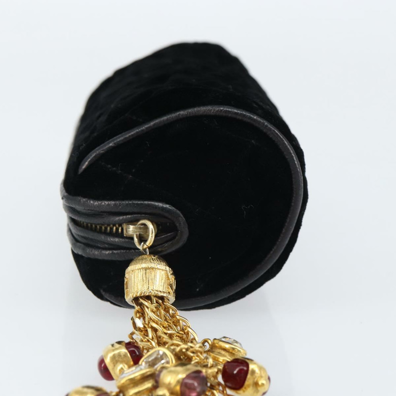 【日本直送】香奈兒 (CHANEL) Matelasse 絨面手拿包 黑色 金色 CC 標誌 Auth 161194V-3