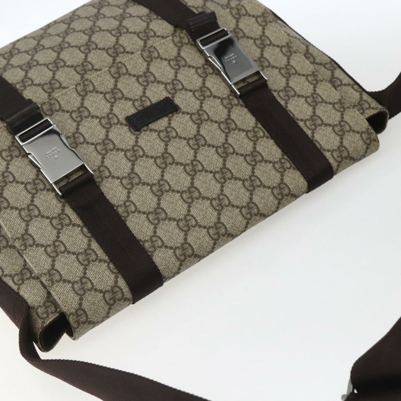 【日本直送】GUCCI GG Supreme 單肩包 PVC 皮革 米色 銀色 122373 正品 am10297V-5