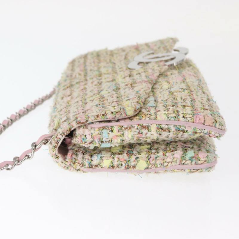 【日本直送】香奈兒鏈條單背包，斜紋軟呢多色銀色雙C標誌，正品編號161148SAV-3