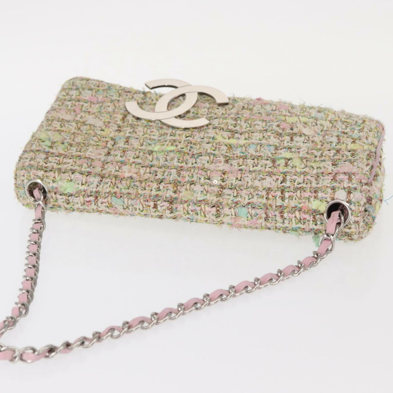 【日本直送】香奈兒鏈條單背包，斜紋軟呢多色銀色雙C標誌，正品編號161148SAV-5