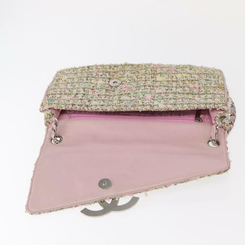 【日本直送】香奈兒鏈條單背包，斜紋軟呢多色銀色雙C標誌，正品編號161148SAV-17