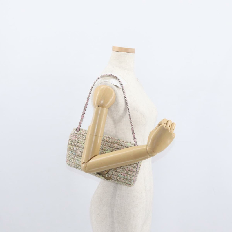 【日本直送】香奈兒鏈條單背包，斜紋軟呢多色銀色雙C標誌，正品編號161148SAV-23